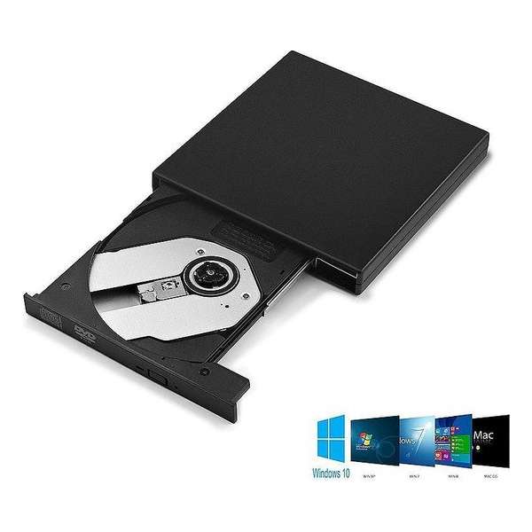 Plug & Play Externe CD/DVD Drive Speler Reader - USB 2.0 CD-Rom Lezer & Brander Plug & Play Externe CD/DVD Drive Speler Reader - USB 2.0 CD-Rom Lezer & Brander