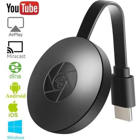 Media Streamer G2 Dongle - WiFi - Zoals Chromecast, Google Home, Apple Tv - Mircast - Draadloos - Zwart