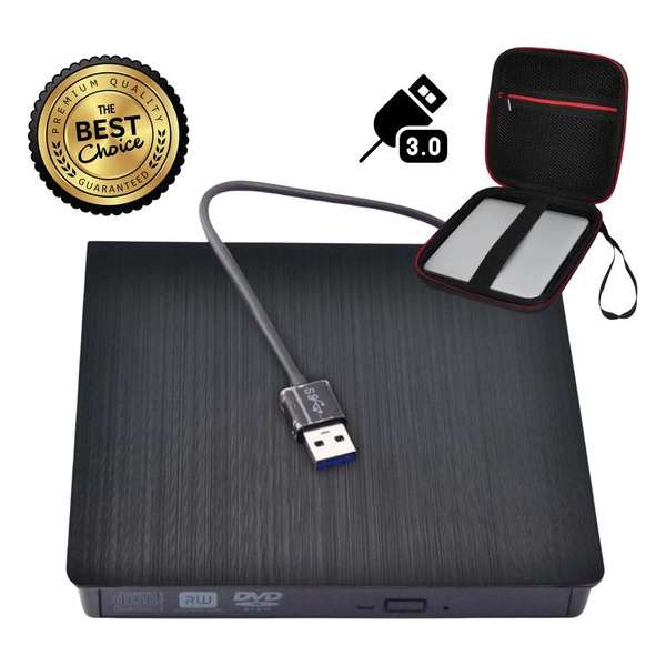 Externe draagbare SUPERDRIVE | Incl. Stevige Opberghoes | CD/DVD Speler & Brander | Super Snel | Laptop & Computer | USB Kabel Externe draagbare SUPERDRIVE | Incl. Stevige Opberghoes | CD/DVD Speler & Brander | Super Snel | Laptop & Computer | USB Kabel