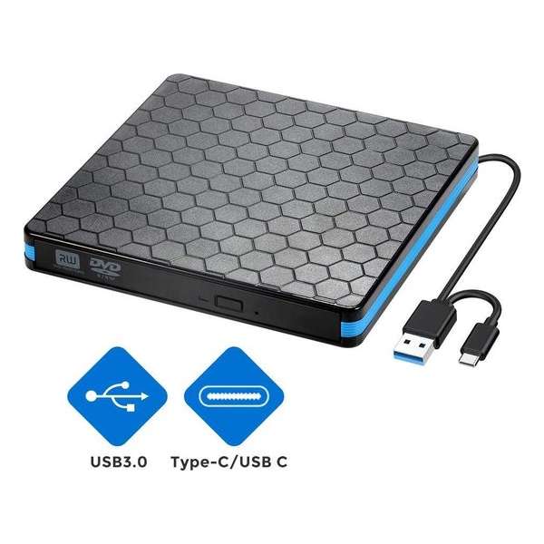 Externe CD/DVD speler – Optische drive – USB CD/DVD speler – Plug & Play externe CD speler – Brander – Windows – Mac – Linux