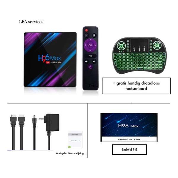 Android 9.0 Tv Box / 4K Kodi 18.4 Netflix Bluetooth Keyboard