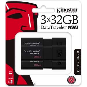 Kingston Technology DataTraveler 100 G3 USB flash drive 32 GB USB Type-A 3.2 Gen 1 (3.1 Gen 1) Zwart