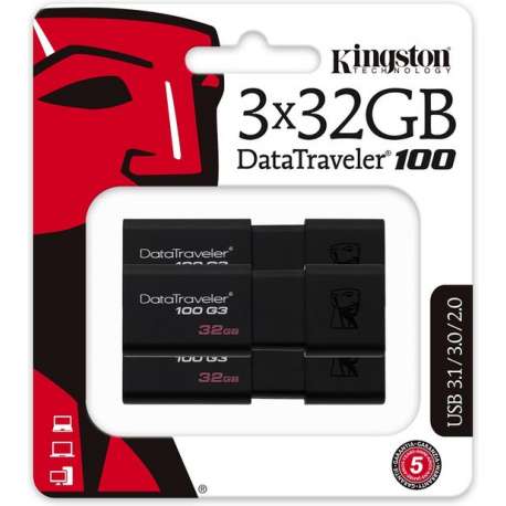 Kingston Technology DataTraveler 100 G3 USB flash drive 32 GB USB Type-A 3.2 Gen 1 (3.1 Gen 1) Zwart