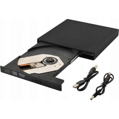 Externe CD/DVD Drive Speler Reader voor Laptop  - USB 2.0 CD-Rom Disk Lezer & Brander – Slim Portable Optical Drive