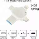 iPhone iPad iPod Smart phone Samsung (4 in 1) Lightning USB-stick Flashdrive 3.0 Extern Geheugen - 64 GB