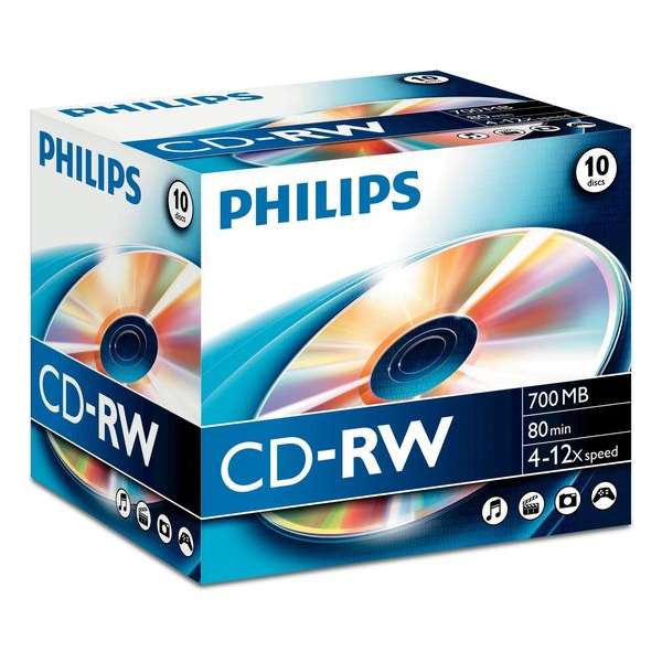 Philips CD-RW 700MB 10pcs jewel case carton box 4-12x