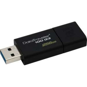 Kingston Technology DataTraveler 100 G3 256GB 256GB 3.0 (3.1 Gen 1) USB-Type-A-aansluiting Zwart USB flash drive