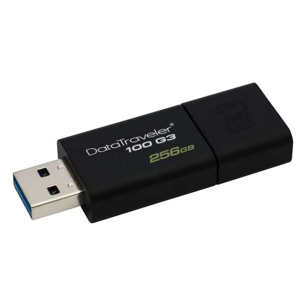 Kingston Technology DataTraveler 100 G3 256GB 256GB 3.0 (3.1 Gen 1) USB-Type-A-aansluiting Zwart USB flash drive
