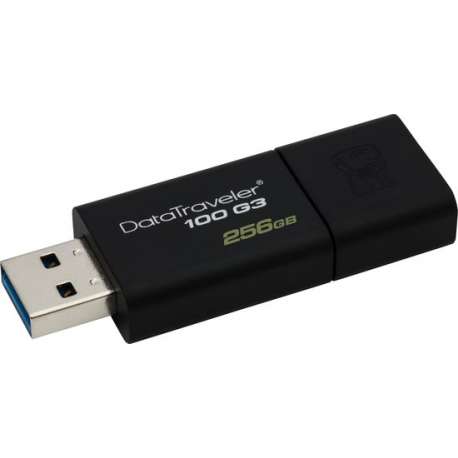 Kingston Technology DataTraveler 100 G3 256GB 256GB 3.0 (3.1 Gen 1) USB-Type-A-aansluiting Zwart USB flash drive