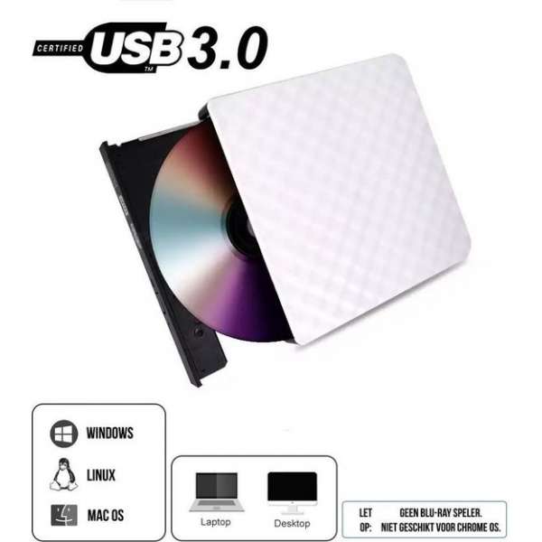 Sargon Externe DVD Speler – DVD/CD Brander voor Windows/Max/Linux – USB 3.0 - Linux – Optische Drive - Wit Sargon Externe DVD Speler – DVD/CD Brander voor Windows/Max/Linux – USB 3.0 - Linux – Optische Drive - Wit