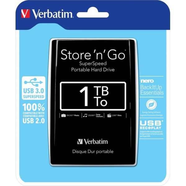 Verbatim Store 'n' Go Ultra Slim - Externe harde schijf - 1 TB
