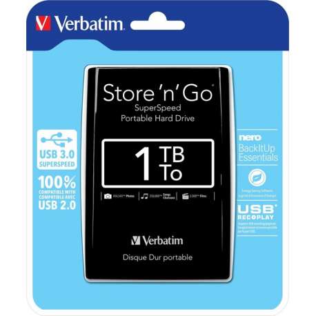 Verbatim Store 'n' Go Ultra Slim - Externe harde schijf - 1 TB