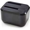 Nedis Dual Bay Docking Station voor 2x 2,5'' en/of 3,5'' SATA HDD/SSD - USB3.0 (USB-A) / zwart