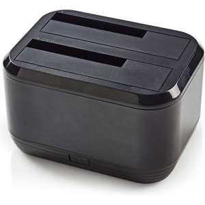Nedis Dual Bay Docking Station voor 2x 2,5'' en/of 3,5'' SATA HDD/SSD - USB3.0 (USB-A) / zwart