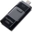 WiseGoods - iPhone USB Stick - 3 in 1 USB Flashdrive Voor Smartphone - Geheugenkaart - iPhone USB Adapter - 64GB - Zwart
