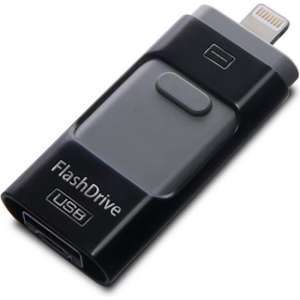 WiseGoods - iPhone USB Stick - 3 in 1 USB Flashdrive Voor Smartphone - Geheugenkaart - iPhone USB Adapter - 64GB - Zwart