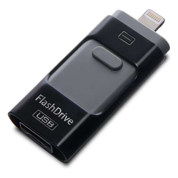 WiseGoods - iPhone USB Stick - 3 in 1 USB Flashdrive Voor Smartphone - Geheugenkaart - iPhone USB Adapter - 64GB - Zwart
