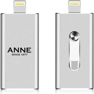 Iphone USB stick met naam 64GB zilver kleur -  iPad apple USB stick met eigen foto naam bedrukken