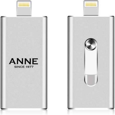 Iphone USB stick met naam 64GB zilver kleur -  iPad apple USB stick met eigen foto naam bedrukken