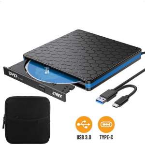 Externe CD/DVD Speler | Met Hoes | Brander | USB 3.0 | Plug & Play Systeem | Geschikt voor Windows | MAC| Linux