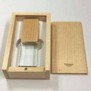 Kristal usb stick in hout doos 16GB