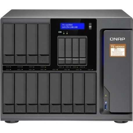 16-Bay NAS quad-core 1.6GHz 4GB DDR4 Long-DIMM RAM 12x 3.5i/2.5i HDD/SSD bays + 4x 2.5i SSD bays + 2x M.2 2280 SATA slots