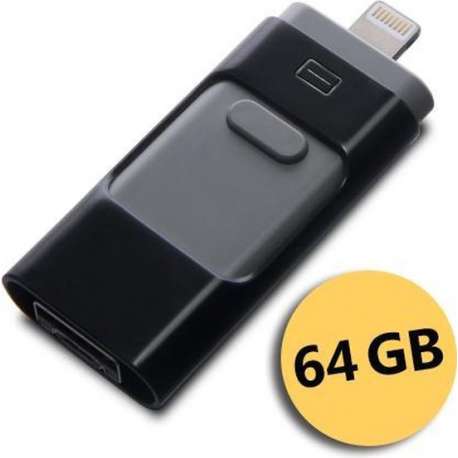 USB stick – flashdrive 64GB – voor iPhone Android en PC of Mac - Zwart