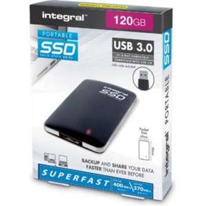 IIntegral - draagbare SSD harde schijf - 120 GB- zwart