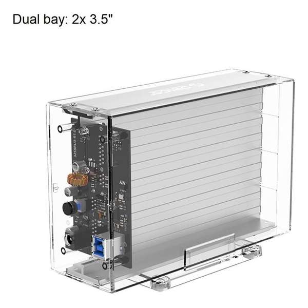 Orico dual bay 3.5 inch harde schijf behuizing - UASP - Transparant Orico dual bay 3.5 inch harde schijf behuizing - UASP - Transparant
