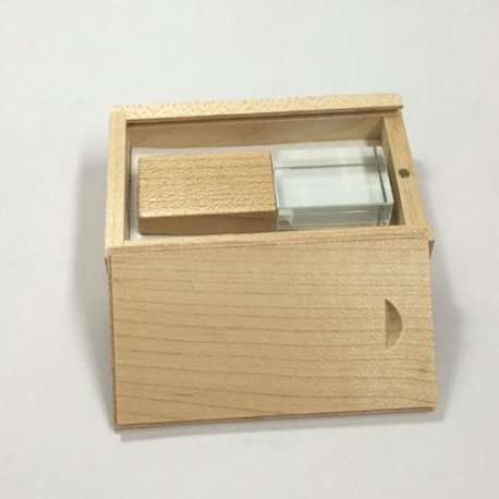 Kristal usb stick in hout doos 64GB
