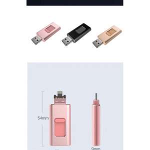 P.C.K. OTG Flash Drive voor iPhone/iPad/iPod, Android en PC - USB-stick - 128 GB ZILVER