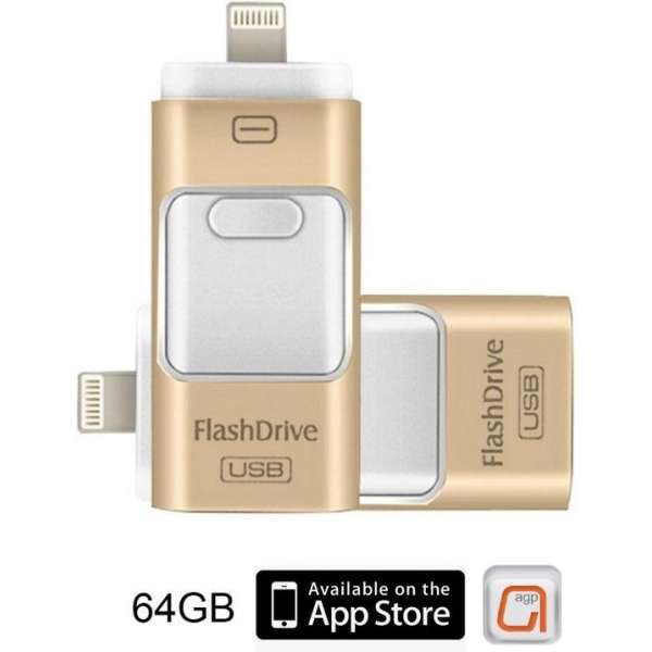 DrPhone Flashdrive 64 GB USB Stick iPhone / iPad / Samsung USB Stick - Micro USB Naar USB Type A - Geheugenstick Data