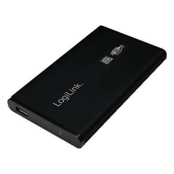 Behuizing 6.3cm (2,5") LogiLink USB 3.0/SATA zwart ALU zonder Voeding