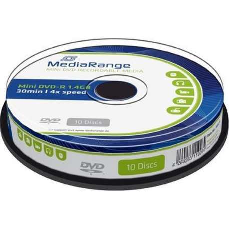 MediaRange Mini DVD-R 1.4 GB 30 minuten 10 stuks