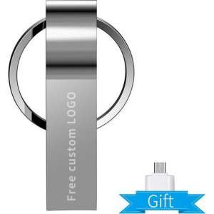 Revamp USB 3.0 64GB flash drive metallic grijs met verloopstuk naar mini USB -C