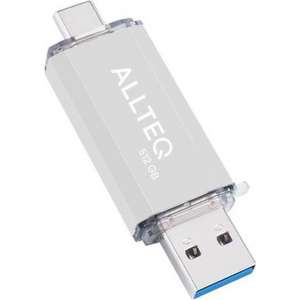 USB stick | Dual USB | USB C | 512 GB | Zilver | Allteq