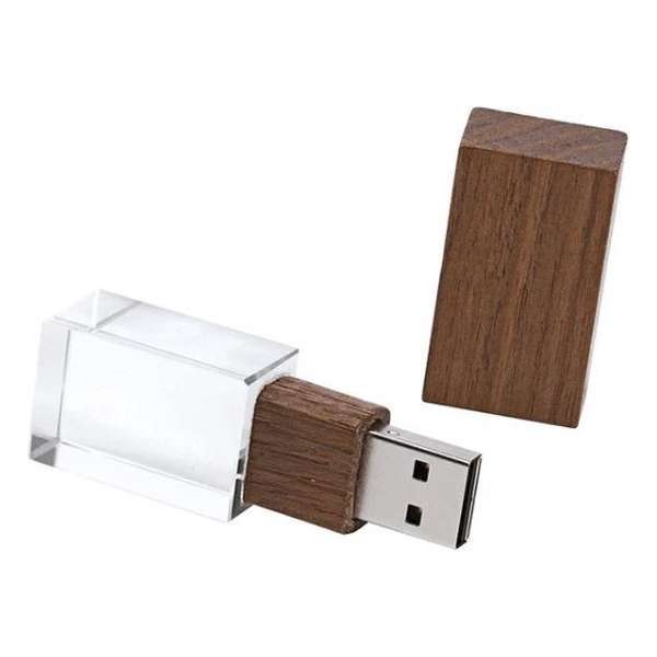 Parfumfles kristal glas usb stick 8GB walnoot
