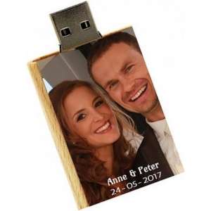 Hout boek usb stick met naam, tekst of foto bedrukken