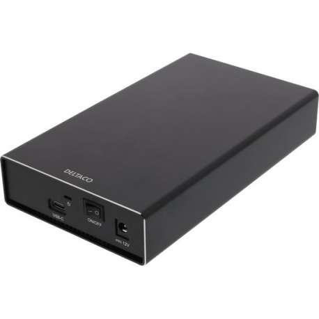 DELTACO MAP-K3527C - Externe 3,5" HDD-behuizing, USB-C, USB 3.1 Gen2, 10 Gbps, zwart