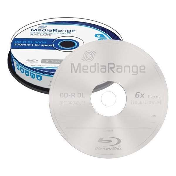 Bluray MediaRange 50GB 10pcs BD-R cake 6x Double Layer