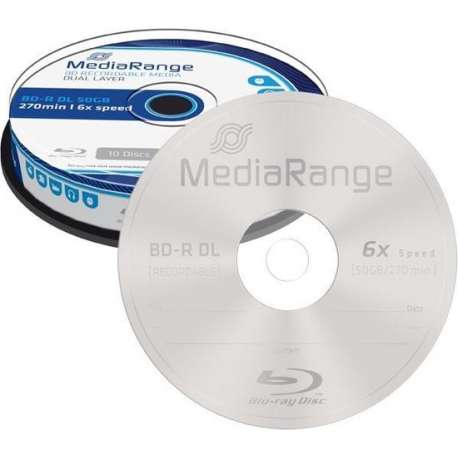 Bluray MediaRange 50GB 10pcs BD-R cake 6x Double Layer
