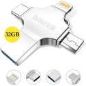 USB Stick 32GB - Flashdrive iPhone / iOS / Android 32GB - Flash Drive 4 In 1 - Douxe T03