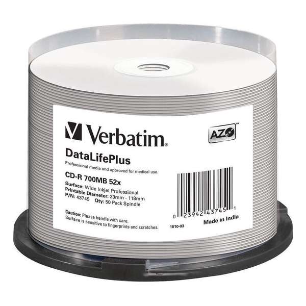 Verbatim CD-R AZO 700MB 52X SP PRINTABLE SURFACE - Rohling
