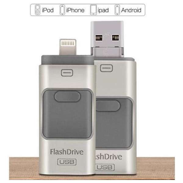 USB stick – flashdrive 64GB – voor iPhone Android en PC of Mac - Zilver