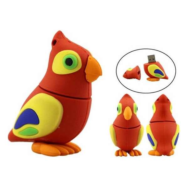 Vogel usb stick 64gb -1 jaar garantie – A graden klasse chip -  papegaai