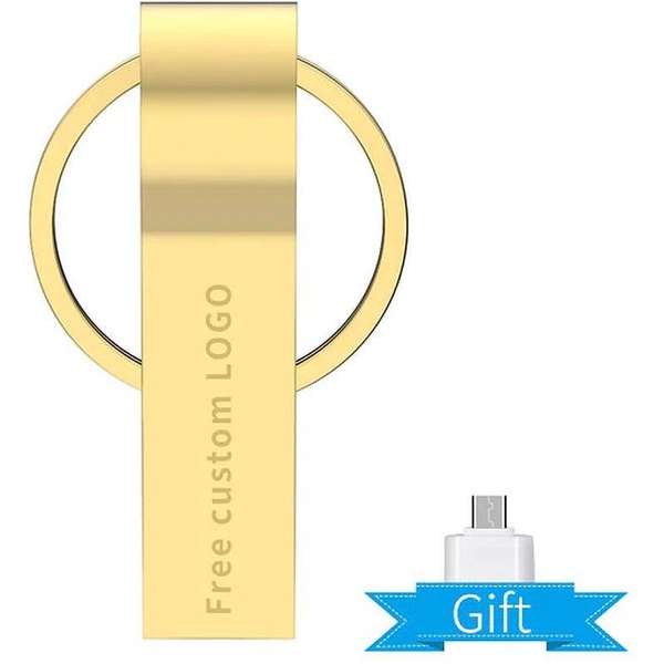Revamp USB 3.0 64GB OTG flash drive metallic goud met verloopstuk naar micro USB (NIET voor iPhones of telefoons met mini USB-C)