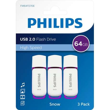 Philips USB flash drive Snow Edition 64GB, USB2.0, 3-pack