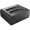 Harddisk Dockingstation Duo - Sata USB3.0 Clone - Zwart SD322