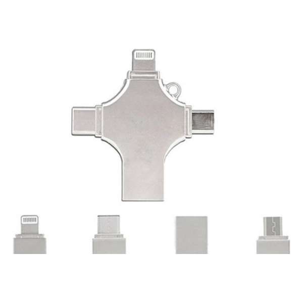 4-in-1 Flashdrive Metaal 64GB