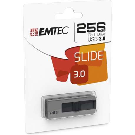Emtec B250 Slide USB flash drive 256 GB USB Type-A 3.2 Gen 1 (3.1 Gen 1) Grijs